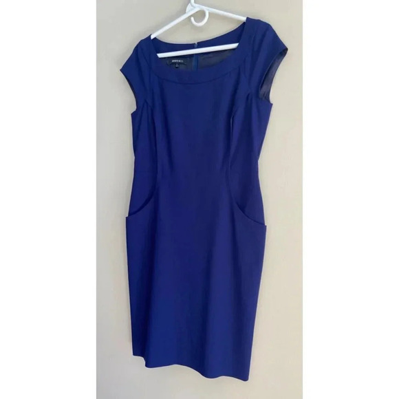 Lafayette 148 New York Cobalt Blue Wool Blend Sheath Dress Size 6 Boatneck - Picture 3 of 11